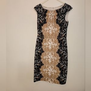 Professional, Fitted, Floral-Patterned Dress, Size 6